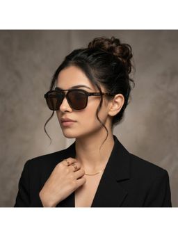 ROYAL SON - Dusk Metal Black Frame Orange Lens Oval Rimless Sunglasses- Dusk_Coral_20273 (50)