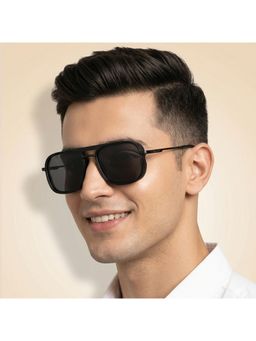 ROYAL SON - Retro Metal Black Frame Black Lens Square Full Rim Sunglasses- Sg-Rs8080-C1 (55)