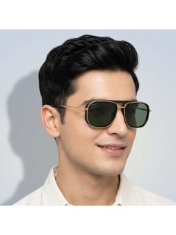 ROYAL SON - Square Metal Black Frame Green Lens Square Full Rim Sunglasses- Sg-Rs8080-C2 (55)