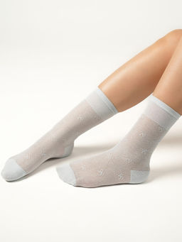 Theater - Women Blue Sheer Bow Mesh Socks