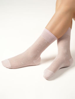 Theater - Women Pink Sheer Bow Mesh Socks