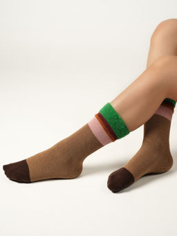 Theater - Women Brown Plain Socks