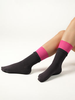 Theater - Women Grey Plain Socks