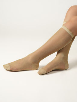 Theater - Women Cream Sheer Glitter Socks