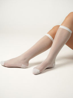 Theater - Women White Sheer Glitter Socks