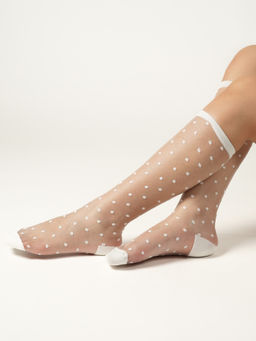 Theater - Women White Sheer Polka Socks