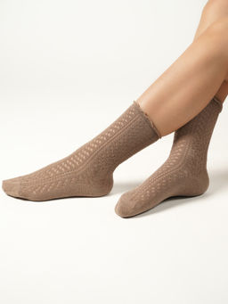 Theater - Women Beige Knit Socks