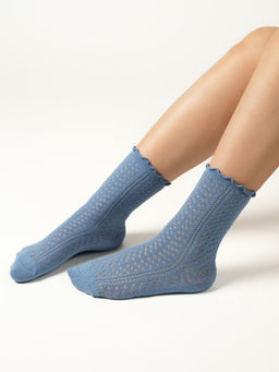 Theater - Women Blue Knit Socks