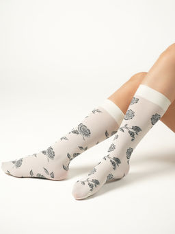 Theater - Women White Floral Socks