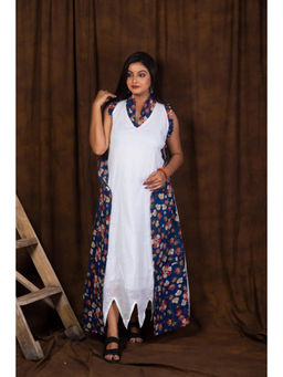 Uttariya - White Cotton Printed Maxi Dress