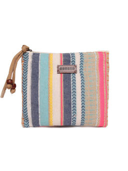 Astrid - Multicolor Striped Woven Makeup-Travel Pouch with Tassels