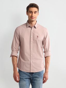 U.S. Polo Assn. Denim Co. - Pink Long Sleeves Spread Collar Solid Shirt
