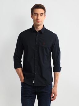 U.S. Polo Assn. Denim Co. - Navy Blue Long Sleeves Spread Collar Solid Shirt