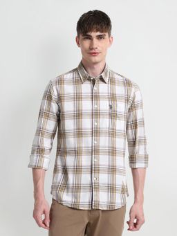 U.S. Polo Assn. Denim Co. - Yellow Long Sleeves Spread Collar Checks Shirt