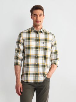 U.S. Polo Assn. Denim Co. - Checkered Green Long Sleeves Spread Collar Shirt