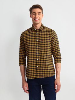 U.S. Polo Assn. Denim Co. - Checkered Yellow Long Sleeves Spread Collar Shirt