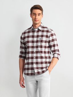 U.S. Polo Assn. Denim Co. - Checkered Red Long Sleeves Spread Collar Shirt