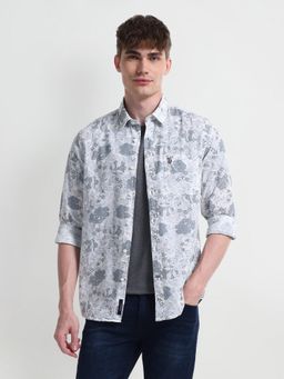 U.S. Polo Assn. Denim Co. - Floral Printed Grey Long Sleeves Spread Collar Shirt