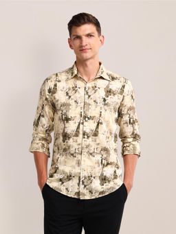 U.S. POLO ASSN. - Abstract Print Beige Long Sleeves Spread Collar Shirt