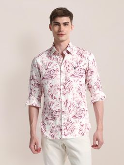 U.S. POLO ASSN. - Abstract Mauve Long Sleeves Spread Collar Shirt