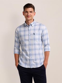 U.S. POLO ASSN. - Checked Grey Long Sleeves Button-Down Collar Shirt