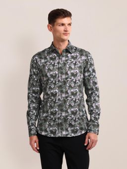 U.S. POLO ASSN. - Floral Printed Green Long Sleeves Spread Collar Shirt