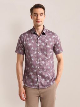 U.S. POLO ASSN. - Floral Printed Pink Short Sleeves Spread Collar Shirt