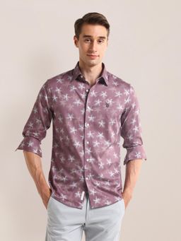 U.S. POLO ASSN. - Floral Printed Pink Long Sleeves Spread Collar Shirt