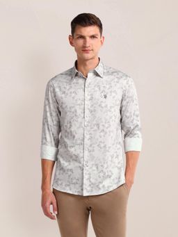 U.S. POLO ASSN. - Floral Printed Grey Long Sleeves Spread Collar Shirt