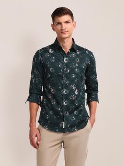 U.S. POLO ASSN. - Abstract Printed Green Long Sleeves Spread Collar Shirt