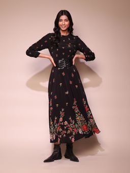 Label Ritu Kumar - Black Floral Dress