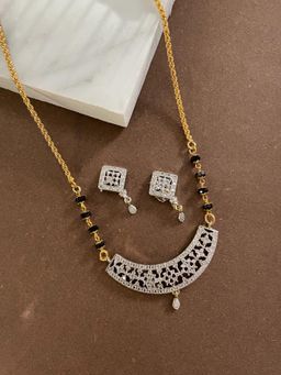 Digital Dress Room - Fancy Ad Pendant Mangalsutra and Earrings (26 Inch)