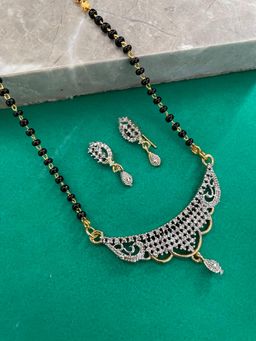 Digital Dress Room - Gold Plated Mangalsutra and Earrings (27 Inch)