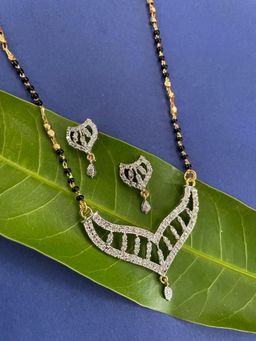 Digital Dress Room - Gold Plated Short Mangalsutra and Earring (22 Inch)