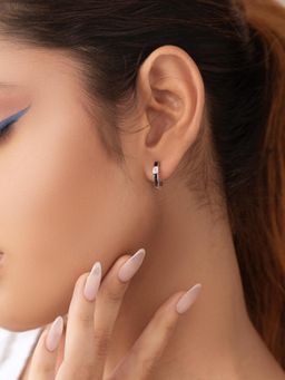 STERLYN - Poppy Black Huggies Earrings