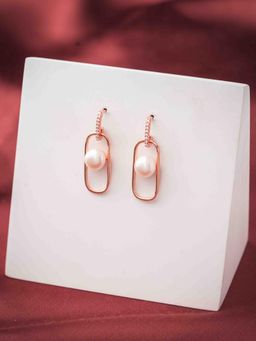 STERLYN - Dive Into Elegance with Our Rosy Pearl Drop Earrings