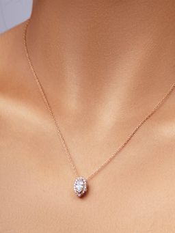 STERLYN - Rose Gold Halo Marquise Pendant