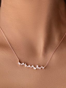 STERLYN - Zig Zag Baguette Love Necklace