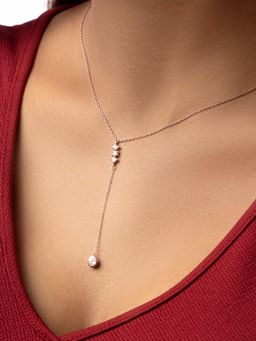 STERLYN - Triple Stone Solitaire Lariat Necklace