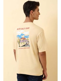 Allen Solly - Beige Printed Oversized Fit T-Shirt