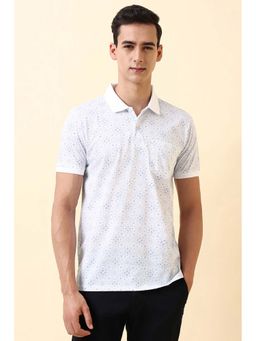Allen Solly - White Printed Regular Fit Polo T-Shirt