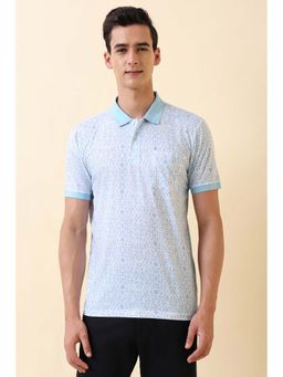 Allen Solly - Blue Printed Regular Fit Polo T-Shirt