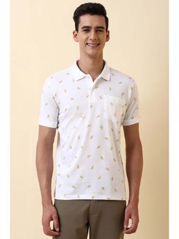 Allen Solly - White Printed Regular Fit Polo T-Shirt