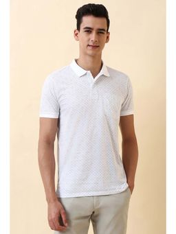Allen Solly - White Printed Regular Fit Polo T-Shirt