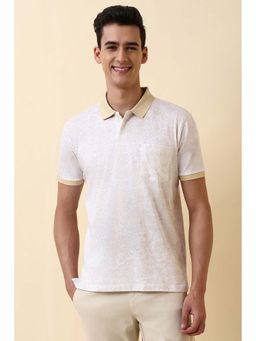 Allen Solly - White Printed Regular Fit Polo T-Shirt