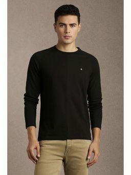 Louis Philippe - Black Solid Slim Fit T-Shirt