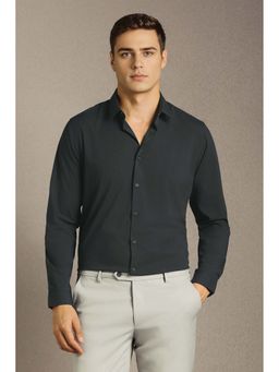 Louis Philippe - Black Solid Slim Fit Shirt