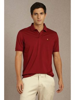 Louis Philippe - Maroon Solid Regular Fit Polo T-Shirt
