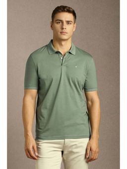 Louis Philippe - Olive Solid Regular Fit Polo T-Shirt