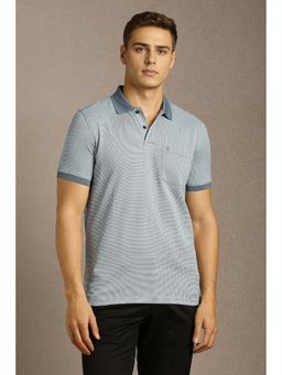 Louis Philippe - Blue Textured Regular Fit Polo T-Shirt